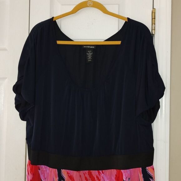 Lane Bryant solid and pattern print dress Sz 26/28 - Picture 3 of 5